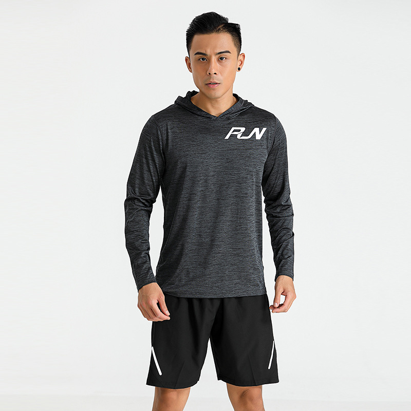 Otoño 2022 camiseta de manga larga de secado rápido para hombre ropa deportiva running fitness ropa de secado rápido suéter con capucha suelto camiseta