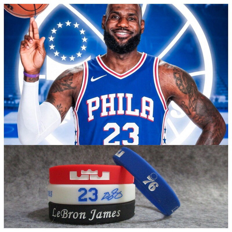 Philadelphia 76ers basketball star number 23 James signed sports wristband silicone bracelet fan accessory Embiid Philadelphia 76ers basketball star number 23 James signed sports wristband silicone bracelet fan accessory Embiid