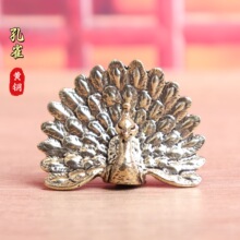 纯黄铜孔雀开屏创意复古装饰茶宠老物件手把件办公桌面工艺品摆件
