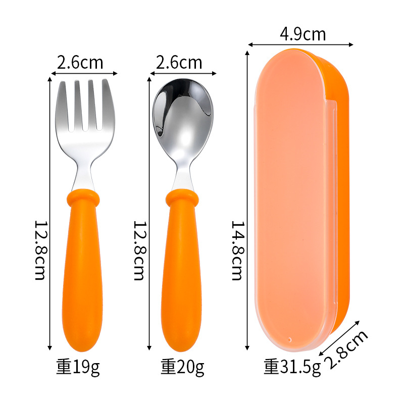 304 portátil de acero inoxidable cuchara para niños Tenedor vajilla bebé comiendo cuchara Tenedor traje madre bebé regalo personalización