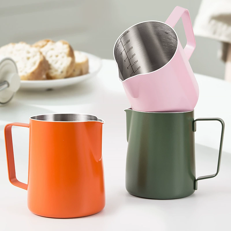Утолщенный кувшин для кофе латте из нержавеющей стали 304 с заостренным носиком, профессиональный инструмент для вспенивания молока для кофемашины.