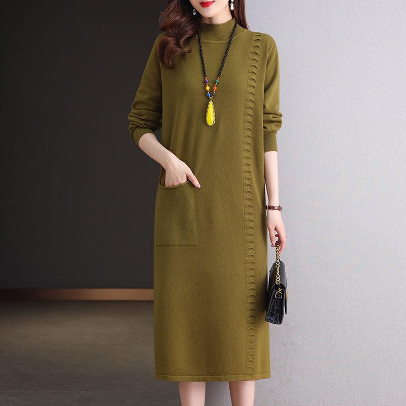 Demi-season long knitted base body-friendly sweater