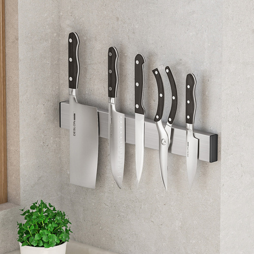 Kitchen knife holder wall-mounted magnetic rack stainless steel magnetic knife storage and dish knife stand simple knife holder storage rack