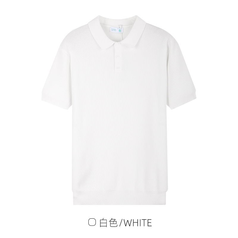 Polo de seda de hielo de hombre de manga corta hombre de verano lujoso ligero de alto nivel viejo estilo de dinero condujo camiseta de negocios ropa casual de hombre