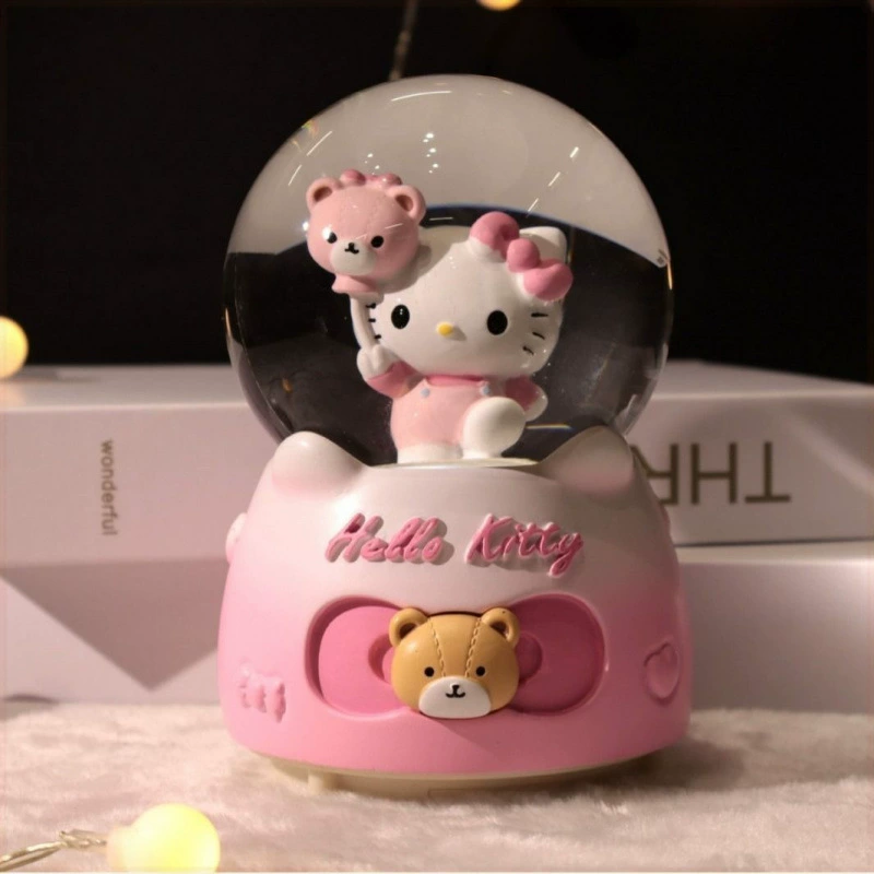 Hello Kitty, воздушный шар, вращающаяся музыкальная шкатулка для детей-принцесс, подарок на день рождения