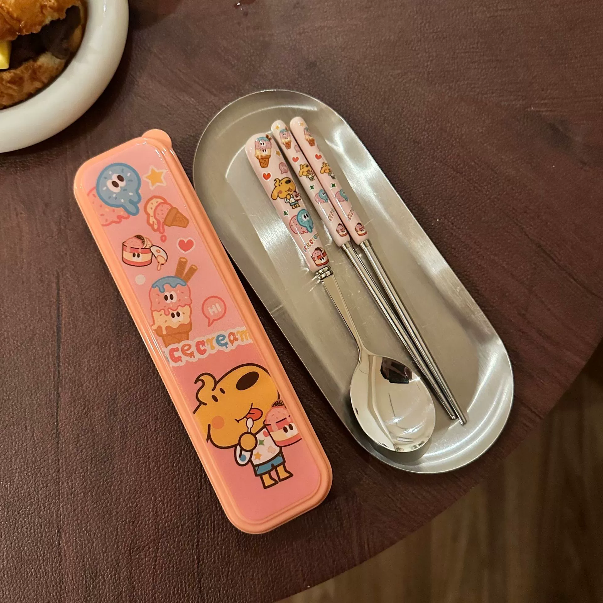 Genuine high quality tableware stainless steel, cute ceramic handheld set for home use