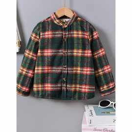 韩国男童女童长袖格子衬衫加绒秋冬2025新款宝宝上衣洋气儿童衬衣