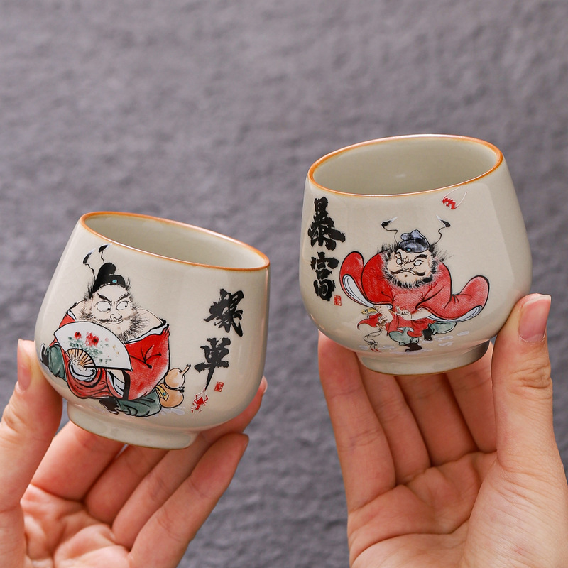 Ruyao Zhong Kui 마스터 컵 뚱뚱한 아름다움 재미있는 도자기 Huang Rukai 영화는 싱글 컵 시음 컵 티 보울 도매로 올릴 수 있습니다
