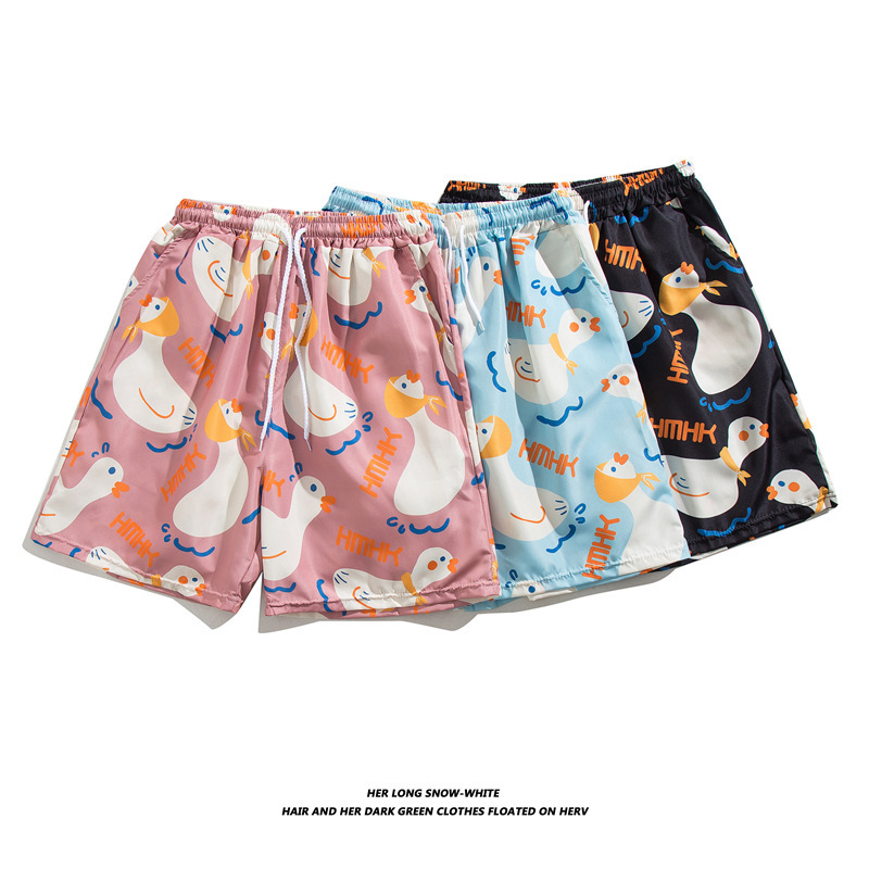 Pantalones de playa de los hombres retro de la pareja Vacaciones de aguas termales anti-vergüenza quinto pantalones ropa exterior pantalones cortos de playa de verano hombres