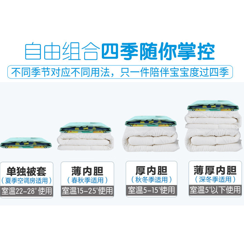 Niños anti-kick edredón forro edredón núcleo de algodón puro bebé saco de dormir algodón núcleo engrosado Four Seasons Universal