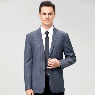 Autumn 2023 New Middle-aged Men's Casual Suit Fashionable All-match Two-button Striped Single Suit Jacket for Men