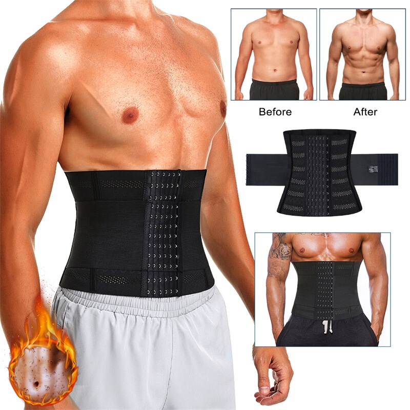 European and American Men's Abdominal Belt Double Compression Firming Waist Shaping Sweat Fat Burning Weight Loss Shaping Sports Girdle for Men