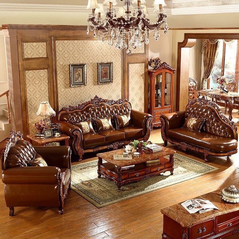 2025款欧式真皮沙发组合高档大小户型头层牛皮客厅美式奢华三人位