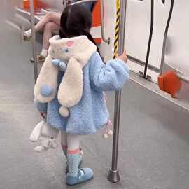 女童加绒外套春秋装2025新款儿童玉桂狗秋装女孩秋季羊羔绒毛毛衣