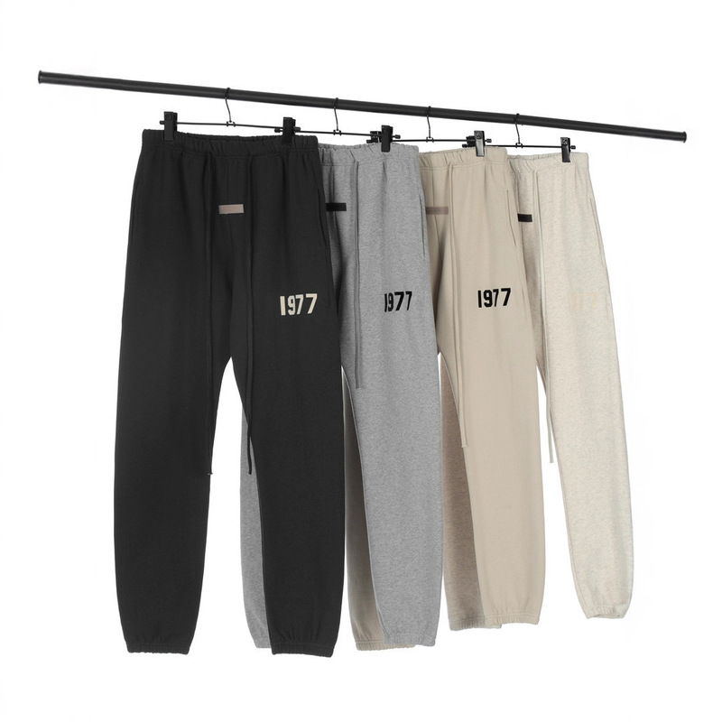 Essentials Printed Digital 1977 Drawstring Sports Pants for Men and Women Loose Leggings Pants Cotton Ess