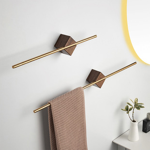 Towel Rack Bathroom Towel Rack Stainless Steel Punch-Free Bathroom Towel Bar Balanced Single Pole Walnut Acrylic