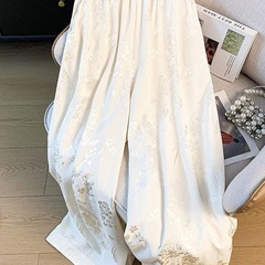 新中式古典国风气质提花刺绣休闲新款春春夏新款日常通勤阔腿裤女