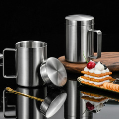 希益嘉316不鏽鋼馬克杯家用雙層隔熱兒童杯商務辦公帶柄帶蓋水杯