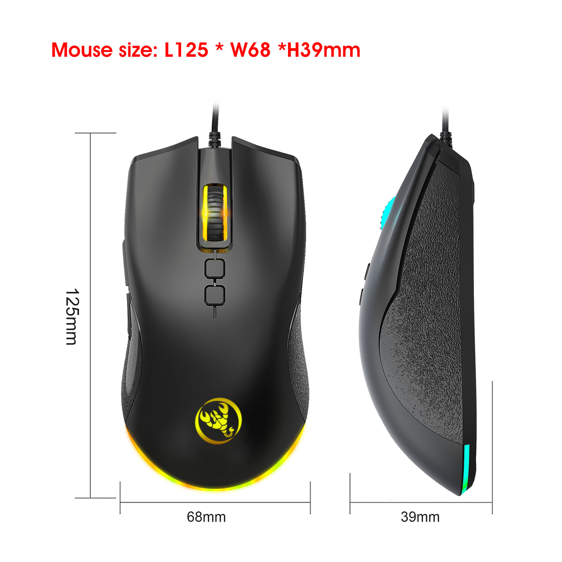 New 61keys white and black luminous set wired mouse office gaming keyboard_voghion.com