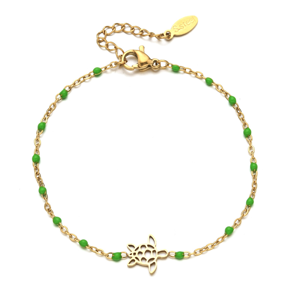 2g Weight Bracelets Classification 1 Piece Quantity Daily Occasion Stainless Steel Material Tortoise Pattern Women's Gender Plating Design Cute Style Cute Tortoise Stainless Steel Plating Bracelets 1