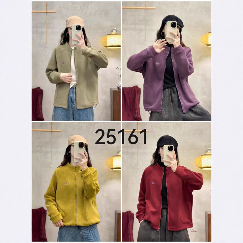 2025秋冬新款韩版宽松休闲立领纯色奥粒绒拉链开衫外套女 25161|undefined