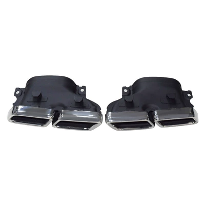 Suitable for Mercedes-Benz W205C C200C300C260C180 modified C63 four-outlet square tail throat exhaust pipe (Exhaust pipe) - 15-18-years-split-silver-mouth