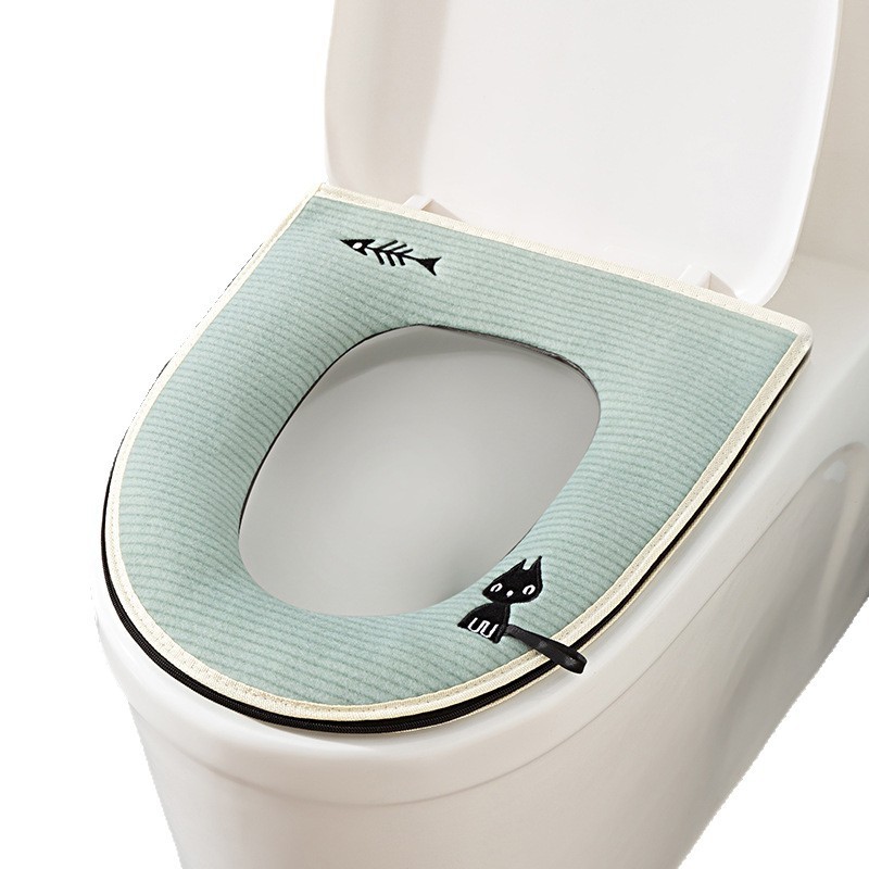 洗えるトイレマット 秋冬用 厚手トイレマット 家庭用トイレカバー 持ち運び可能なジッパー式トイレマット|undefined