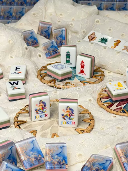 Ocean Series Supplies Foreign Trade Mahjong Tiles, Mermaid Mahjong, American-Style Mahjong, and American Mahjong with 4-Layer Acrylic Printing