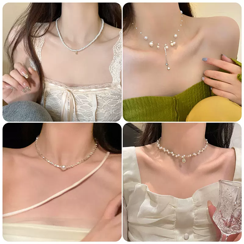 高级感珍珠项链女简约小众设计甜酷辣妹风时尚轻奢百搭锁骨链项饰