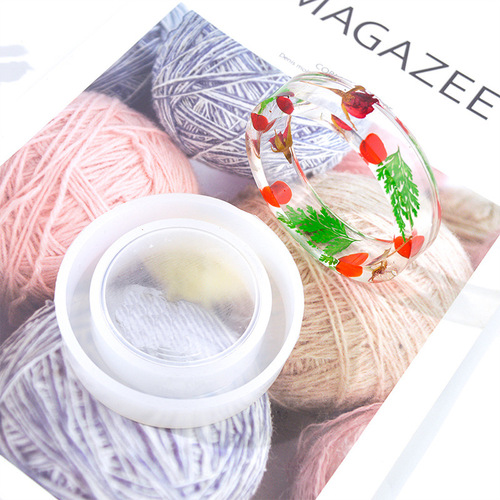 Floral DIY Epoxy Mold Ring Bracelet Mold Package Large Size Square Head Ring C-shaped Bracelet Silicone Mold