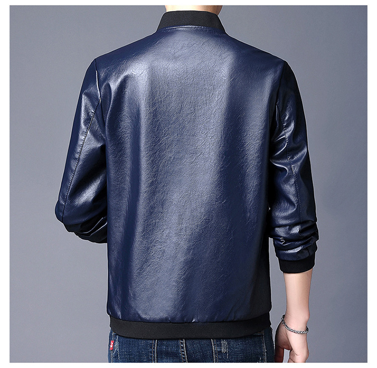 Übergroßer Herbst-Stehkragen, für Männer mit Fat-Guy-Jacke, Jugend-Motorrad-Lederjacke_voghion.com