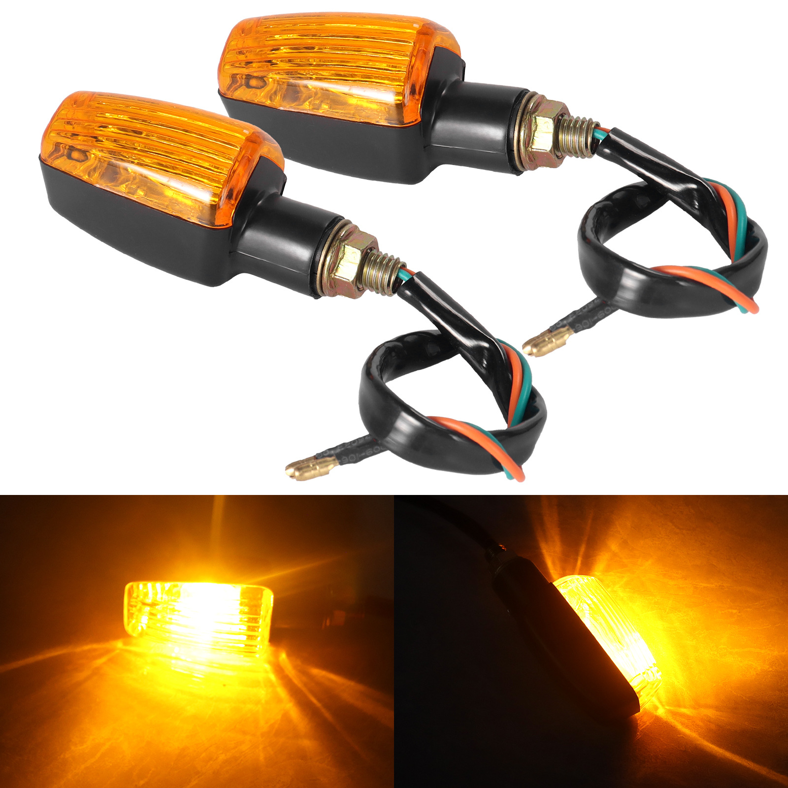 Ventas calientes de accesorios de modificación de motocicleta lámpara de señal de cáscara amarilla Harley retro luz de giro indicador leopardo de perforación luz de giro