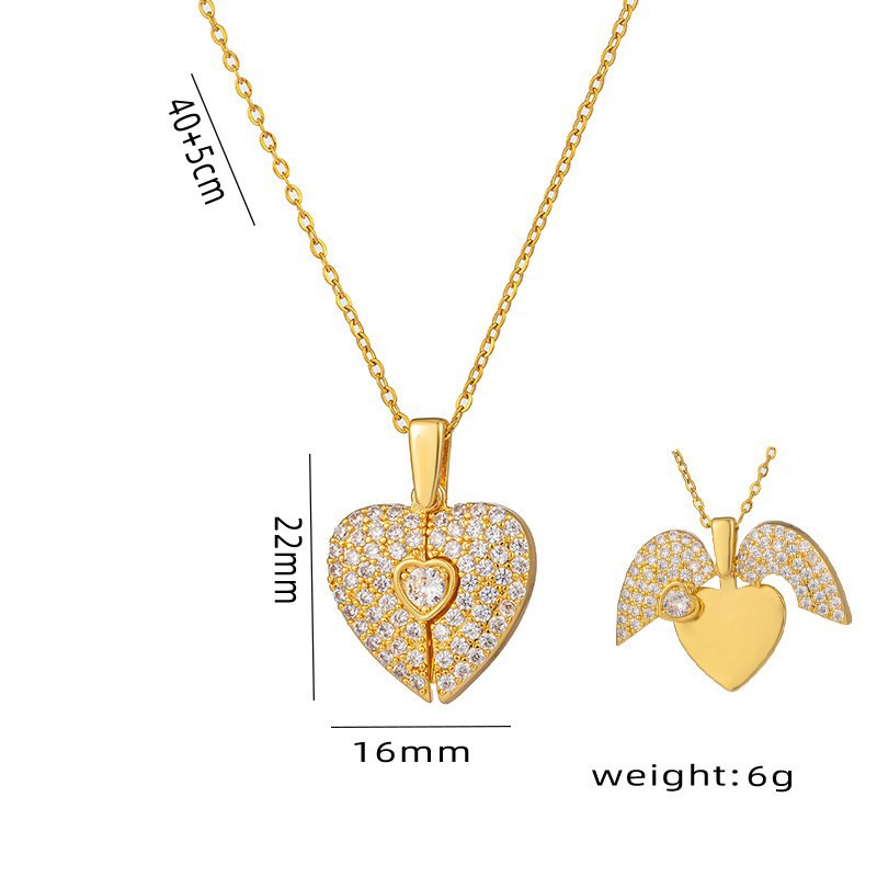 Open Close Heart European And American Cross-Border Personality Micro Inlaid Full Diamond Titanium Steel Necklace For_voghion.com
