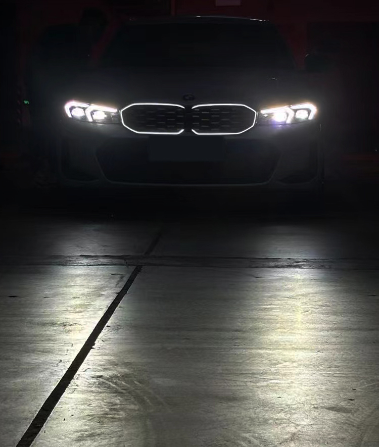 Suitable for BMW new series luminous grille, bright black modified grille, Black Warrior glow