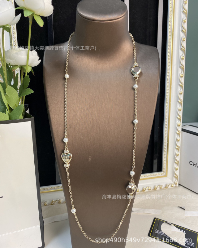 重工高版本小香双C珍珠毛衣链女 秋冬长款叠戴项链腰链工厂批发|undefined