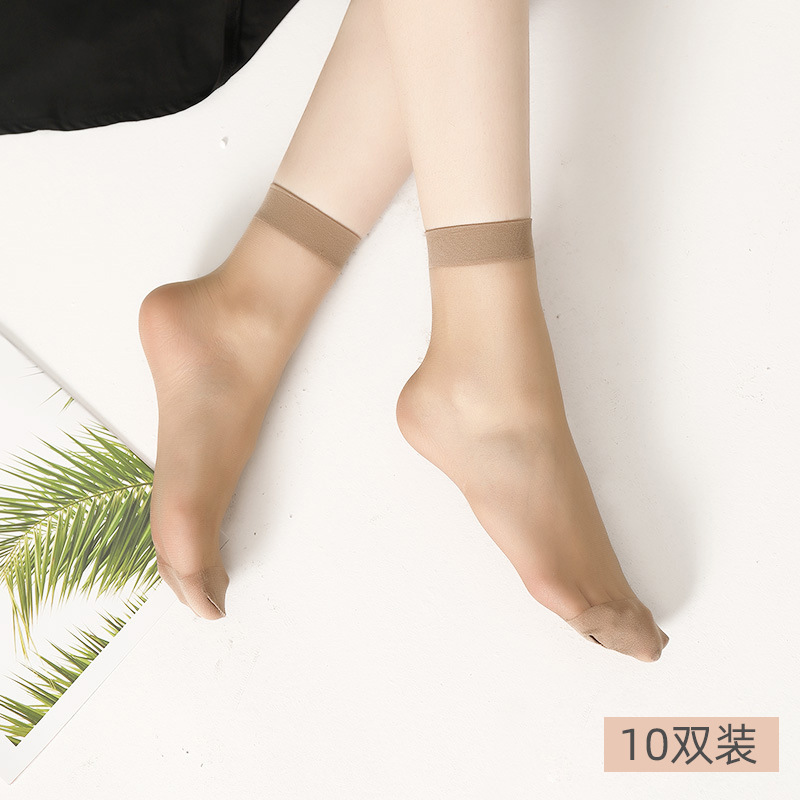 10双装丝袜短款防勾丝不掉跟短丝袜薄款棉底防滑水晶袜钢丝袜|undefined