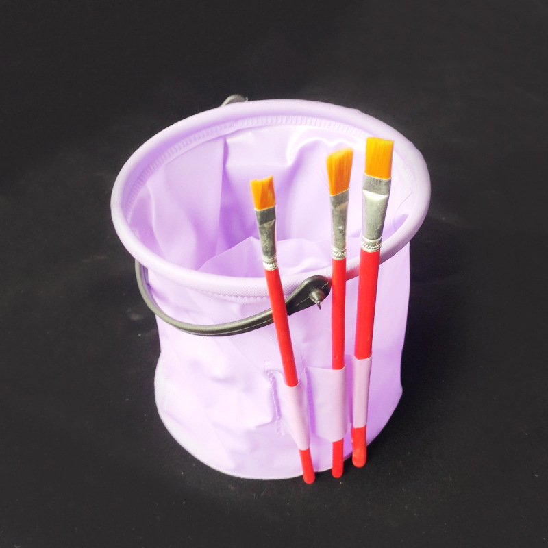 Factory-supplied small-sized multi-compartment pen washing bucket, colorful plastic folding pen holder with hard bottom, art painting pen washing cup, paint bucket