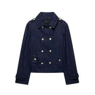 Z foreign trade women's clothing wholesale European and American style spring new lapel double-breasted casual Denim coat women 2301040