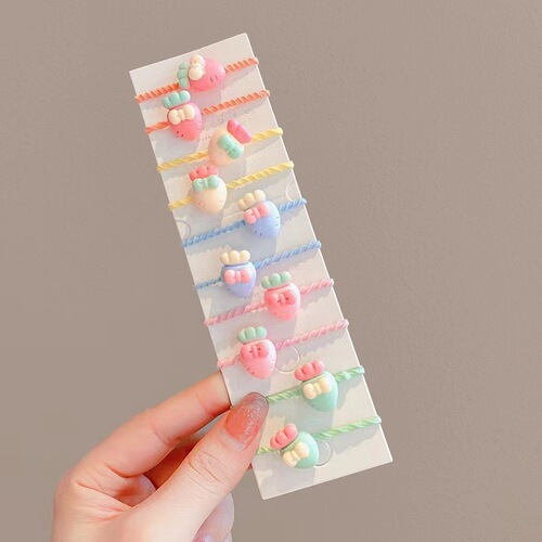 Adorable cartoon rubber band baby hair tie for girls, high elasticity hair ribbon, does not damage hair, popular rubber band for children