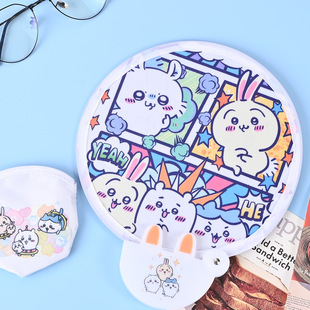 in stock Cute Gift Advertising Fan Custom Logo Frisbee Fan Cloth Japanese Style Cartoon Plastic Folding Group Fan Custom