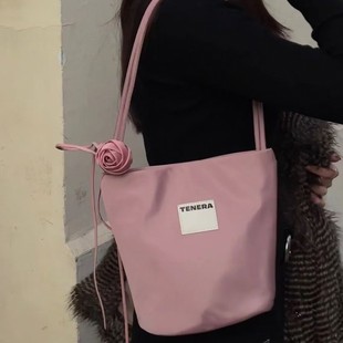 TENERA Regenerated Nylon Rose Series Undershoulder Bag Commuter Casual Bucket Bag Large Capacity Bag Women's Bag