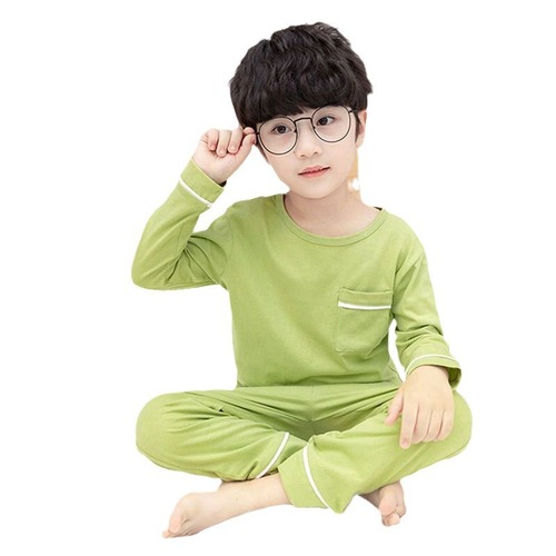 Children's Sleepwear for Spring and Autumn: Boys' Long-Sleeve & Girls' Boys' Mid-to-Large Size Pajama Set for Fall/Winter Home Wear, Also Ideal as Air-Conditioning Clothing