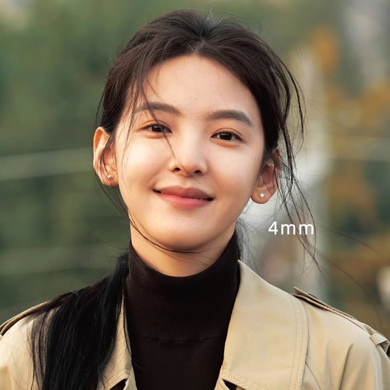 S999 스털링 실버 바늘 담수 진주 여성용 귀걸이 [화이트 4mm]