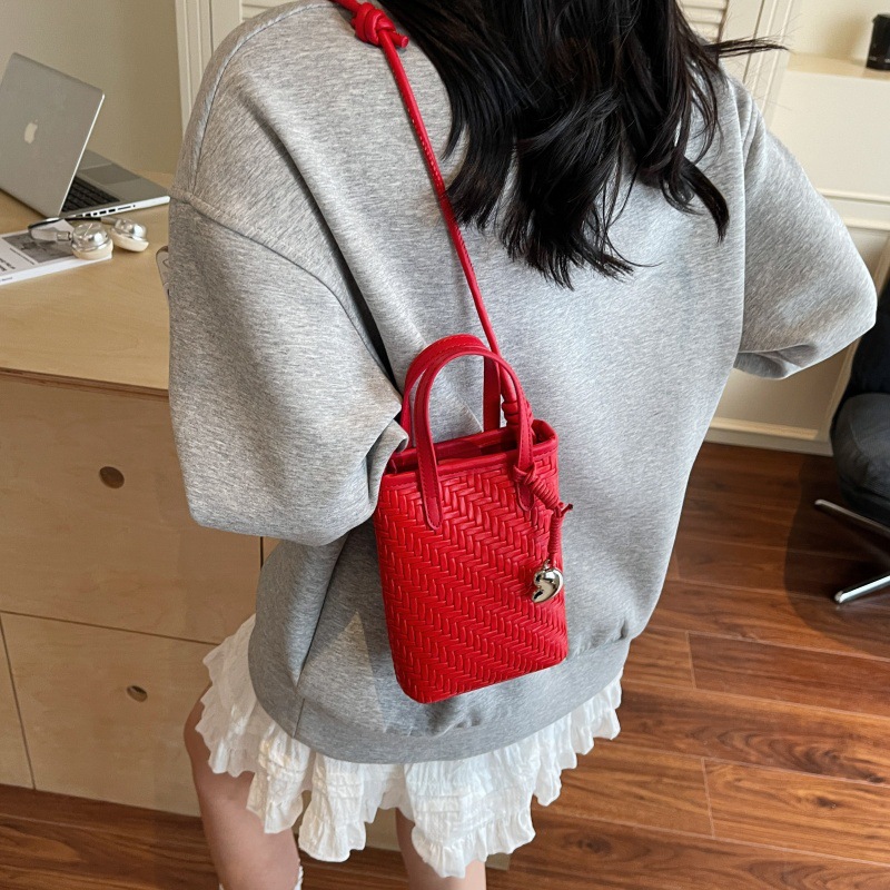 Bolso de teléfono móvil de moda coreana 2025 verano nuevo bolso de hombro tejido casual bolso de mensajero de todo fósforo para mujer