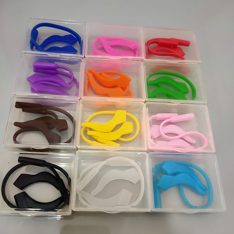 眼鏡紡滑套套裝  硅膠眼鏡繩耳勾鈎兒童成人紡滑套+硅膠繩套裝