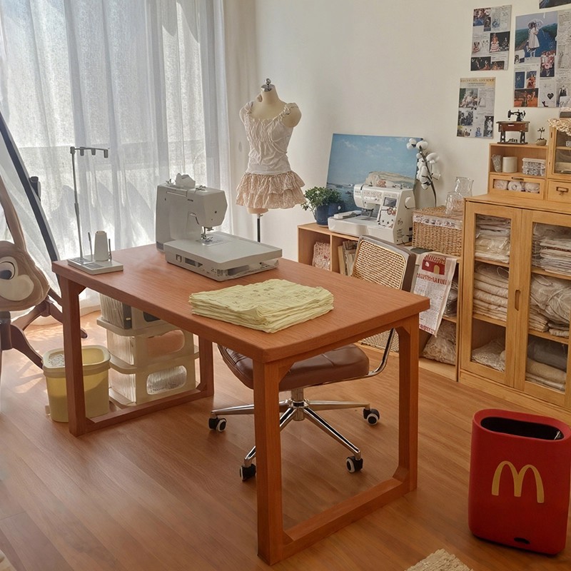 Toda la mesa hecha a mano de madera maciza, mesa de estudio, mesa de trabajo, mesa larga, escritorio de computadora de oficina en el hogar, escritorio de trabajo