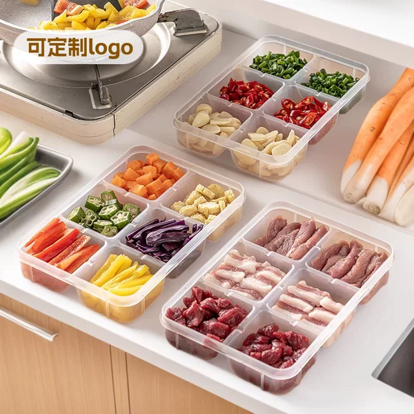 Printable Logo Refrigerator-Specific Frozen Meat Compartment Box, Frozen Storage Box, Food Prep Box, Fresh-Keeping Sealed Box