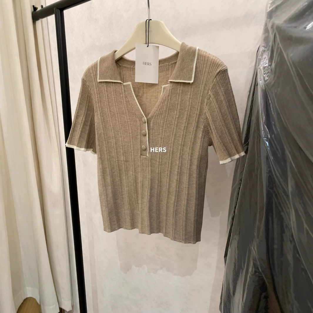 Spring women's goods, fitted knitted sweater, V-neckline