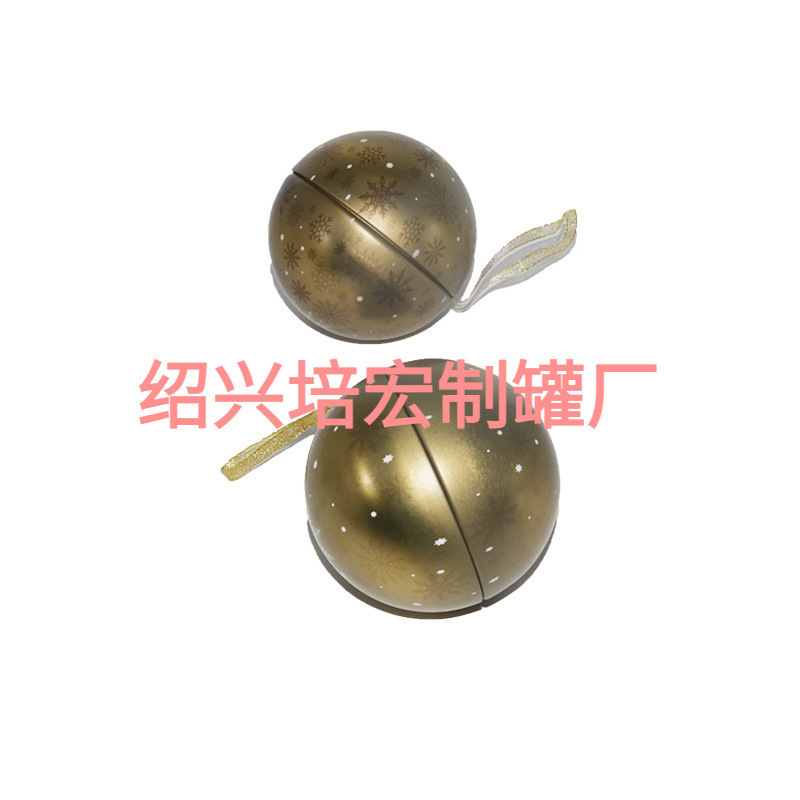 源头厂家供应马口铁圣诞球圆形金属喜糖盒圣诞树装饰球