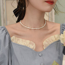 巴洛克异形淡水珍珠贝母锁骨链复古项圈韩版时尚气质网红珍珠素链